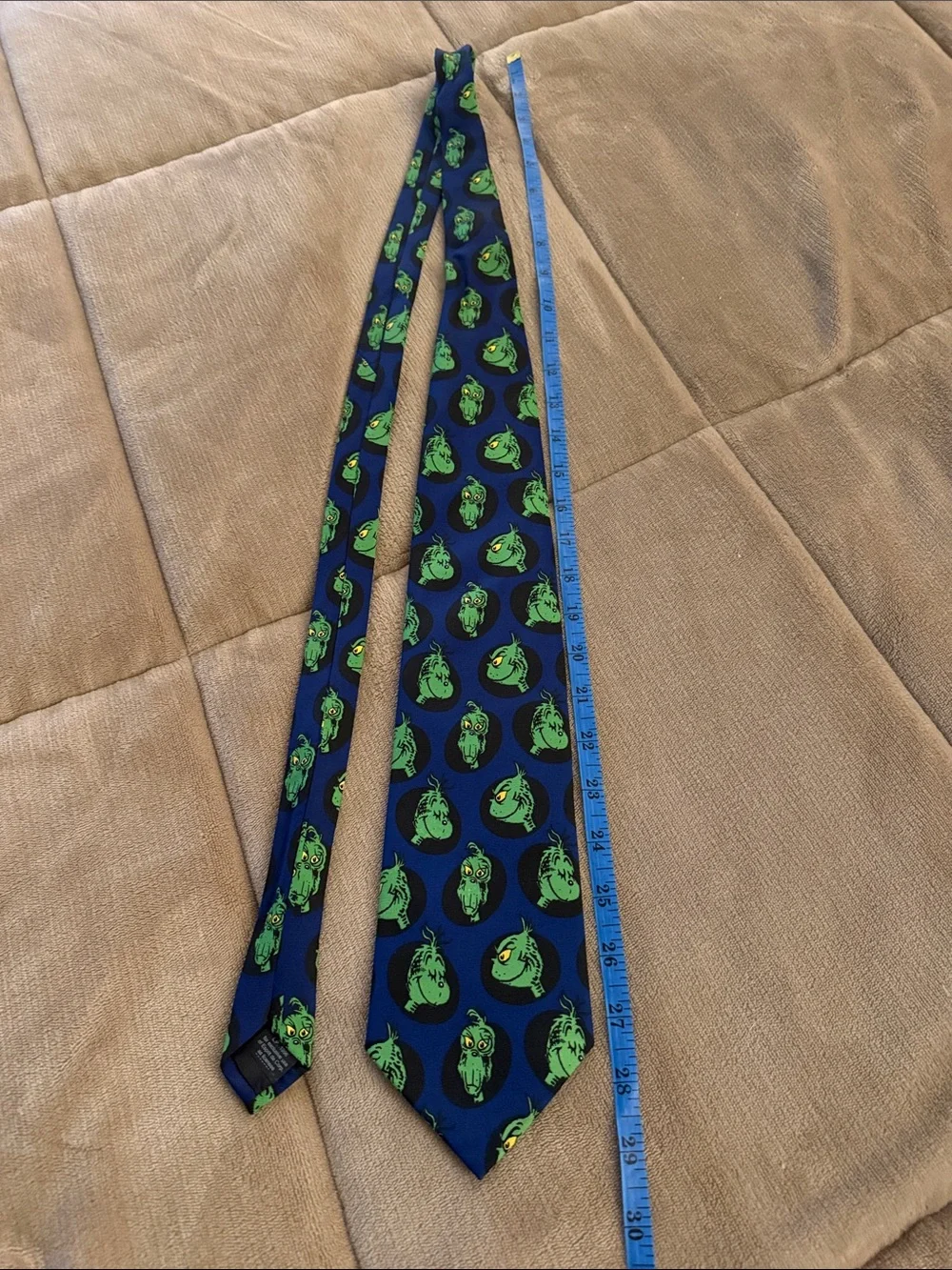 Dr. Seuss Blue Tie with Green Grinch Faces